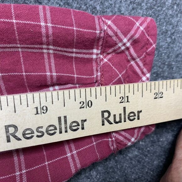 Abercrombie & Fitch Crop Wrap Top Long Sleeve Pink M Plaid Side Tie Soft Viscose - Picture 10 of 11